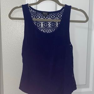 Navy Tank Top with Beautiful Cut-Out Back!